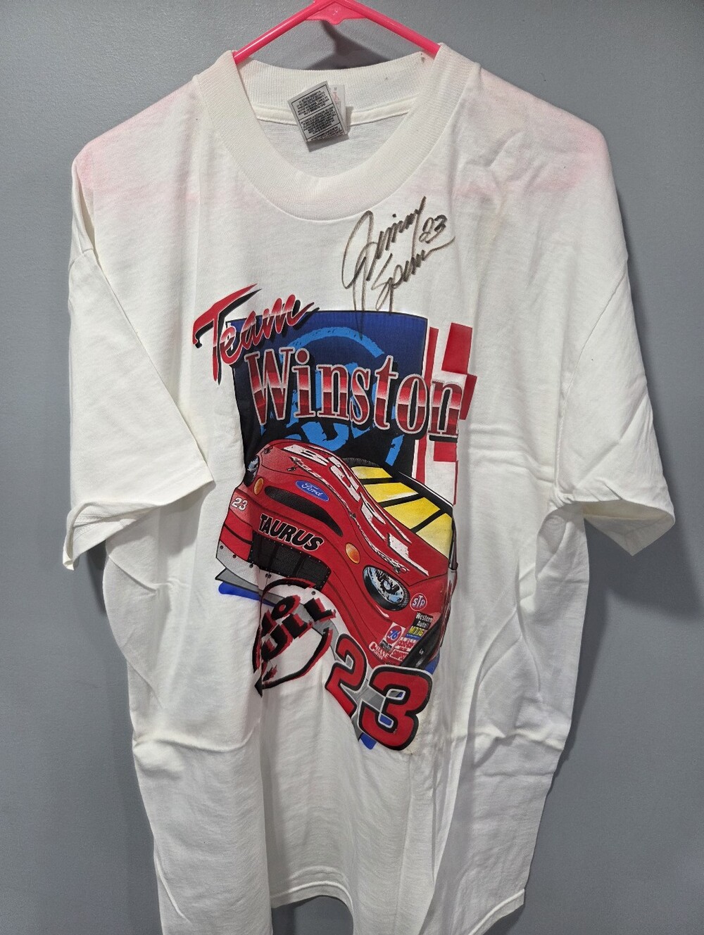 Vintage Nascar Winston Cup Series T-Shirt XXL Autographed Jimmy Spencer